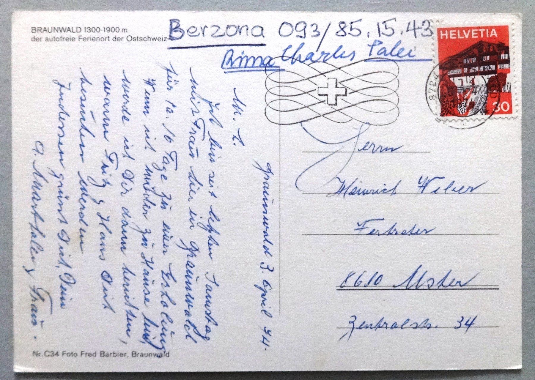 Cartes postales: Braunwald 1300-1900 m – D'occasion à Fétigny par Billy2miny 1