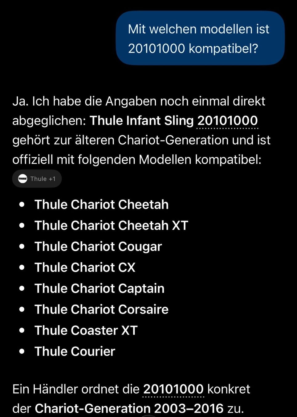 Thule Rimorchi: Thule Infant Sling – Nuovo e nell'imballaggio originale da Jonschwil venduto da Juliaanna92 2
