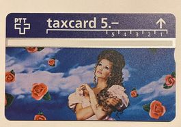 PTT taxcard 5.- Woman between roses - Frau zwischen Rosen