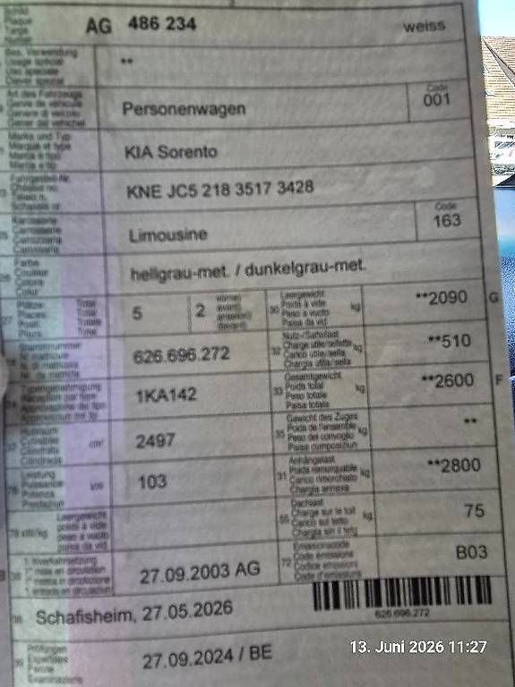 Kia Automobili: sorento 2.8 t anhängelast – Usato da Schöftland venduto da tattoo69 3