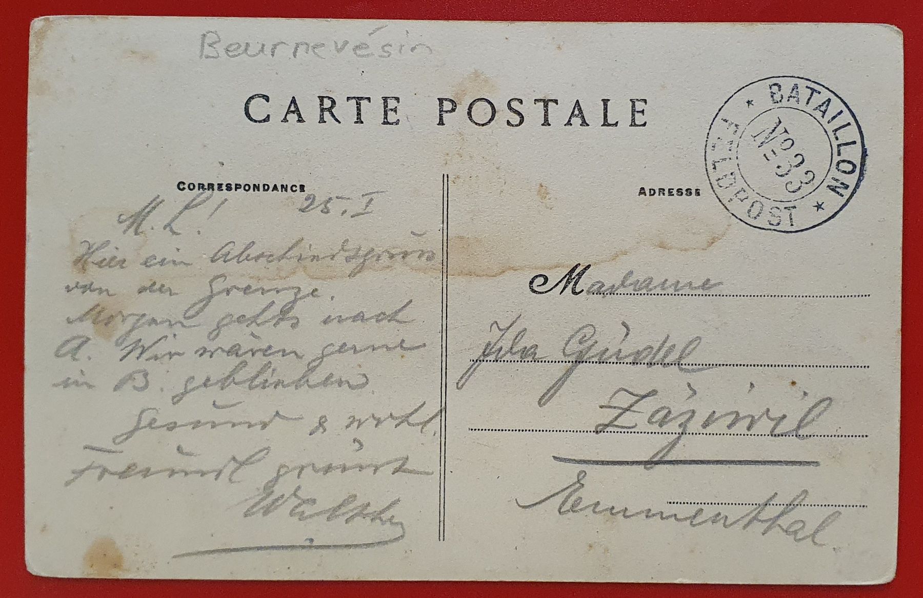 Cartoline postali: Beurnevésin - Grenze Frankreich Schweiz – Usato da Kreuzlingen venduto da Rschweiz1 1