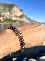 Elegant Amethyst & Black Pearl Bracelet Gold Plated