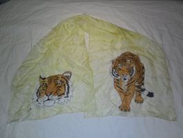 Seiden - Schal / Foulard , Tiger , handbemahlt