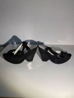 1940s style suede black Platform Shoes size 37Eu