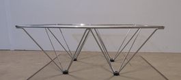 Geometrischer Couchtisch aus Chrom & Glas, Ital. 80er-Design