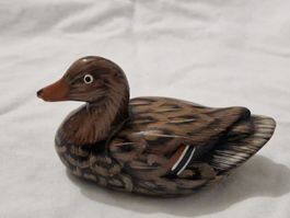 Vintage Keramik Ente handbemalt Dekofigur ca. 8 cm