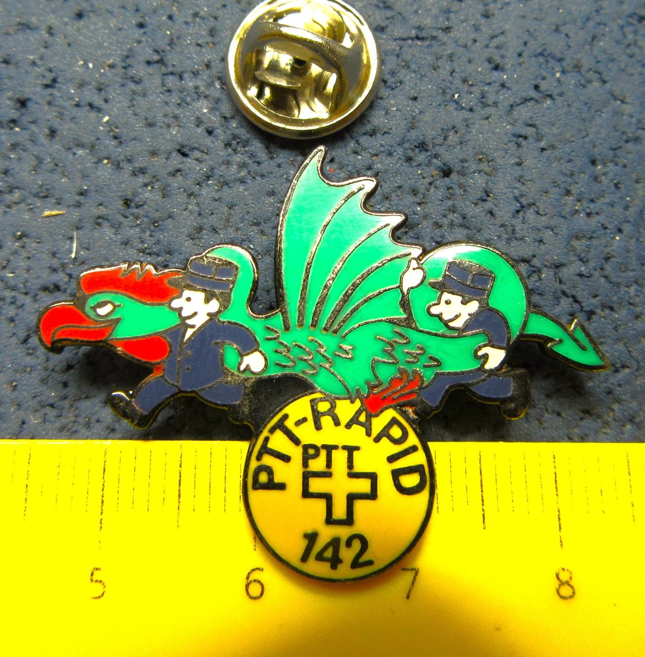 Basler Placchette & Badge: BASILISK FLUPOST BASEL PTT RAPID PIN ENAMEL – Usato da Ettingen venduto da Hausi4711