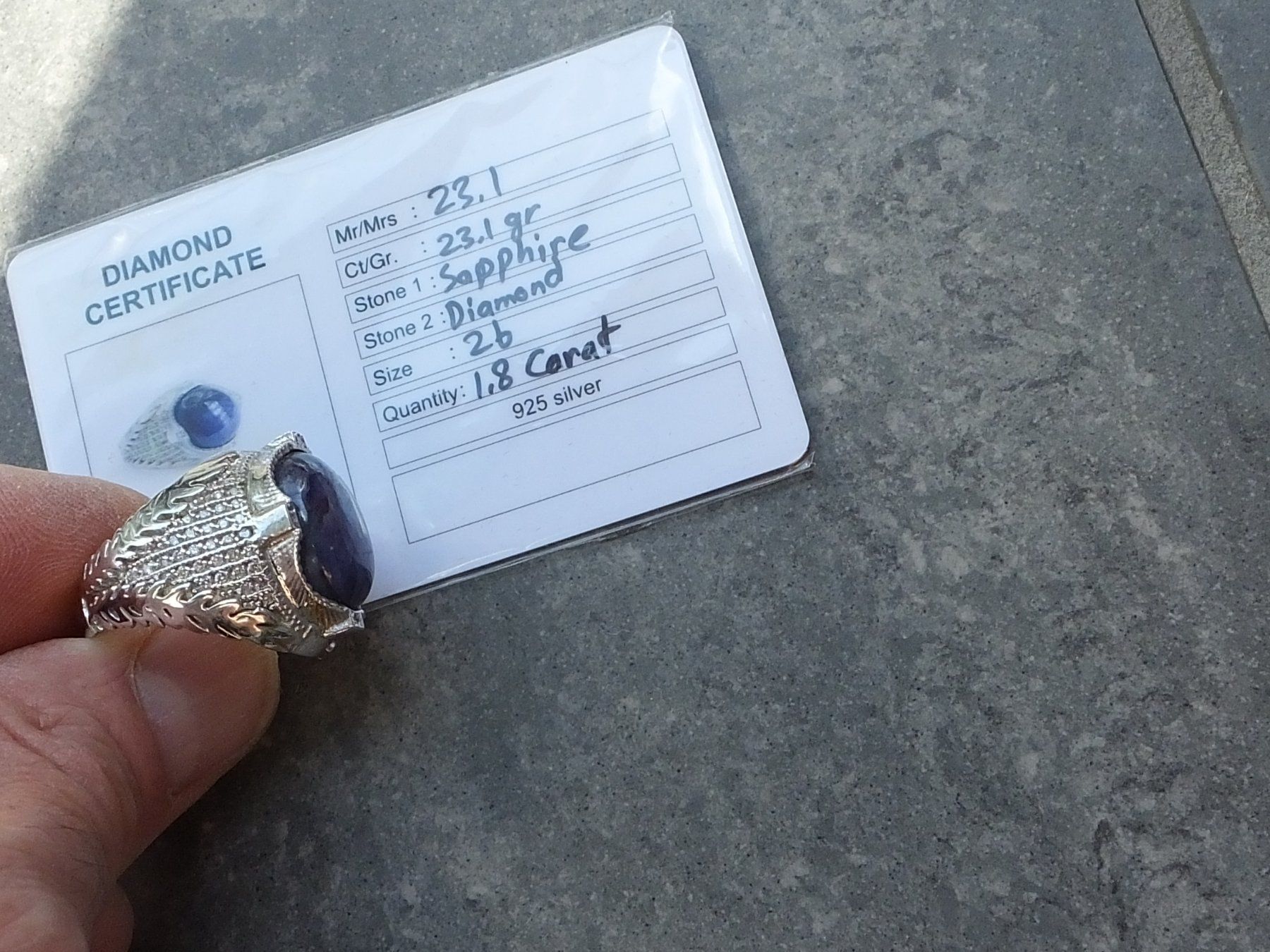 Anelli: Herrenring mit Echtem Saphir Stein – Nuovo (secondo la descrizione) da Unterentfelden venduto da l654321a 2