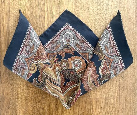Paul Kehl Silk-Einstecktuch Pochette-Paisley/Beige-Camel