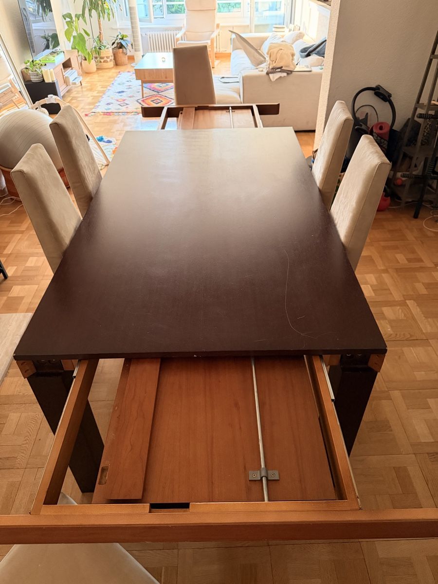 Tischset: Dining table set with 6 chairs extendable used condition – Gebraucht aus Genève von alb_6scd 1