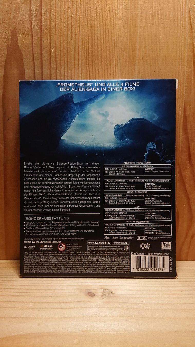 Tutti i DVDs: PROMETHEUS TO ALIEN EVOLUTION 5 Film Collection auf Blu-Ray – Usato da Wilderswil venduto da Exebub 1