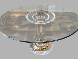 🟢  Esstisch rund mit Acrylglas-Fuss
