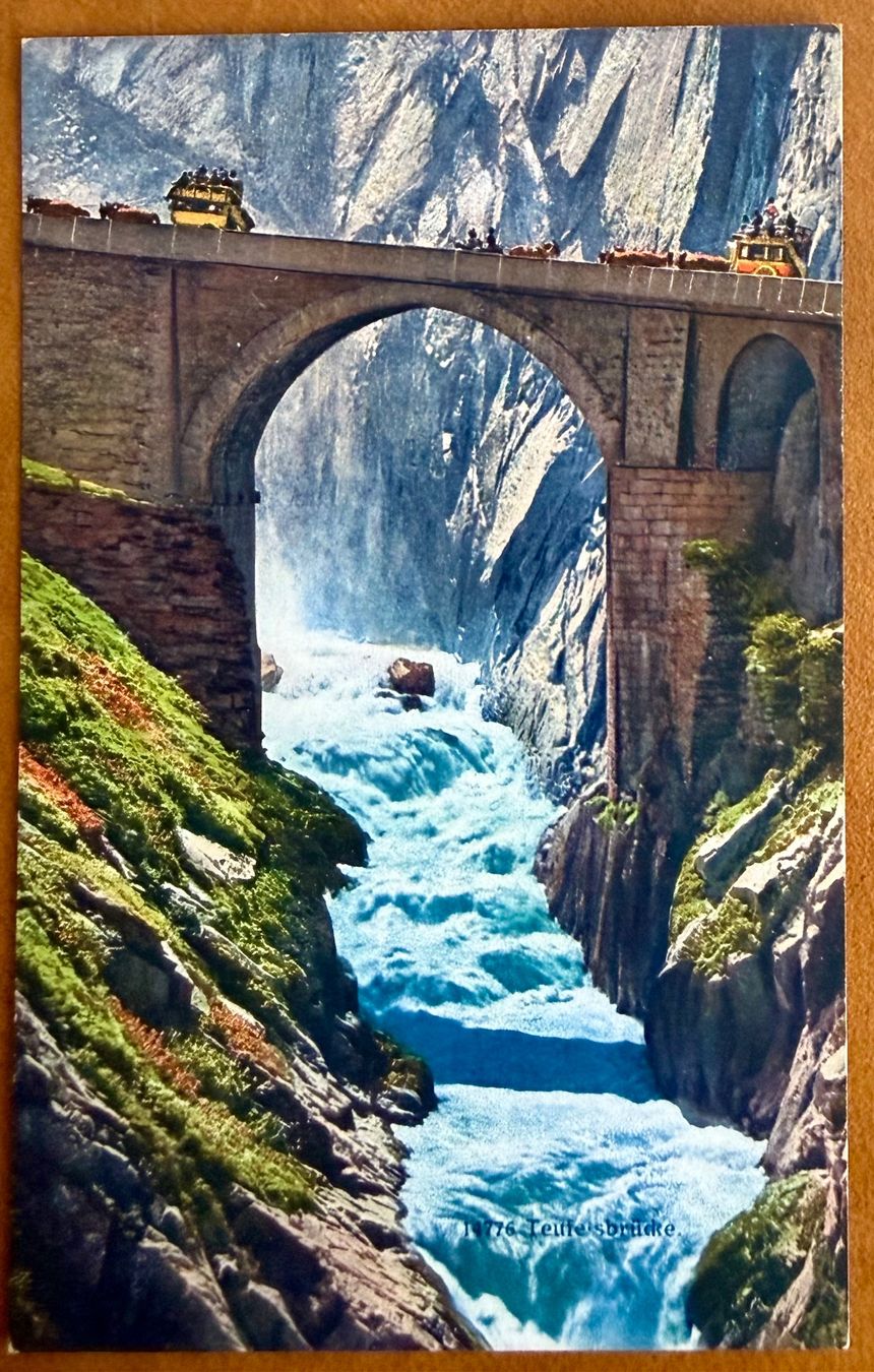 Cartoline postali: Teufelsbrücke - Calèche 1922 – Usato da Lutry venduto da Ediego