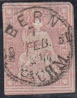 Schweiz-Strubel Nr.24G BERN 1860, 3Seiten vollrandig