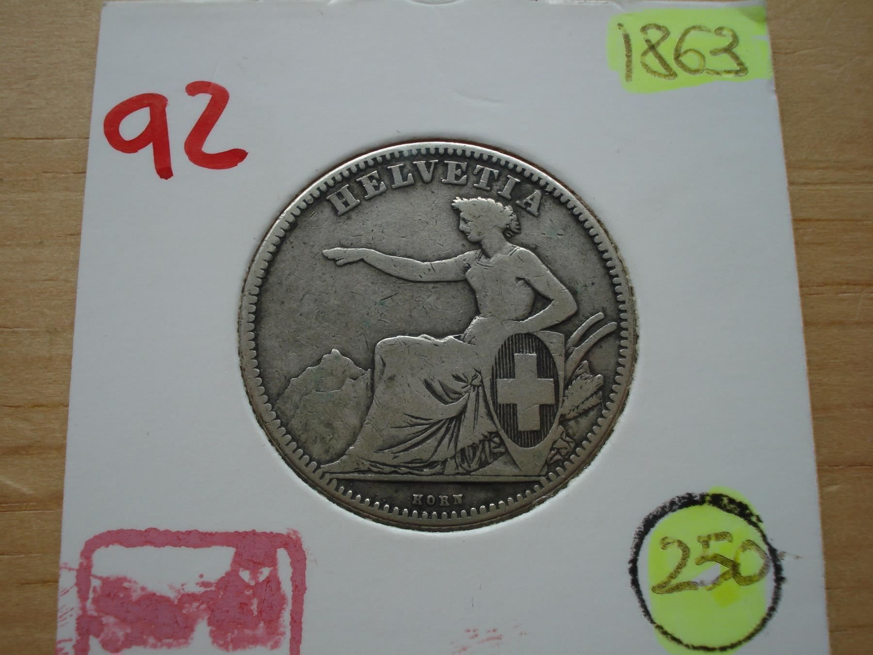 Tutti le monete: (92)  2 Franken  1863 – Usato da Erlach venduto da Net-Coins