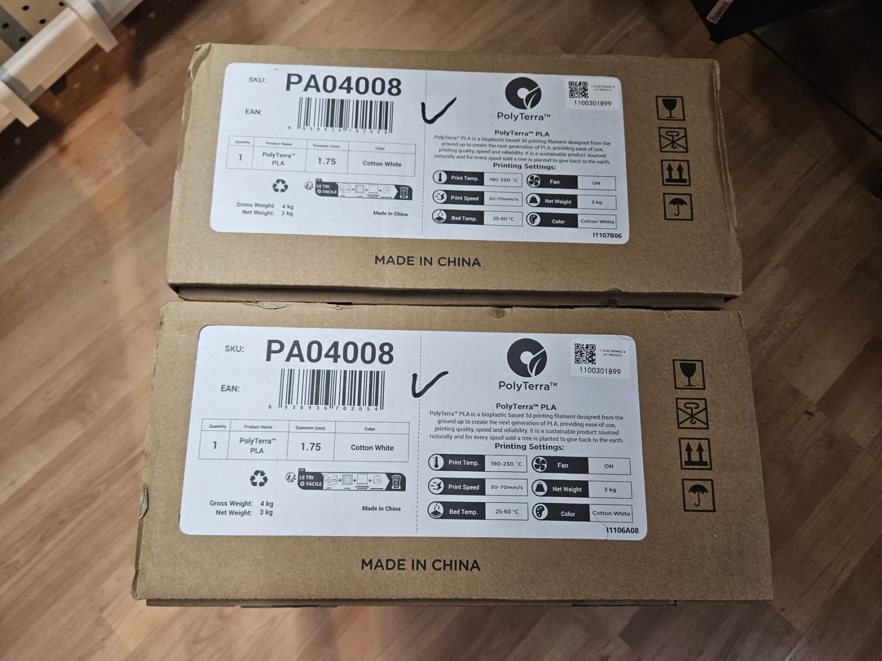 Filamento: 2 Stück Polymaker PolyTerra PLA Cotton White à 3 Kilo – Nuovo e nell'imballaggio originale da Winterthur venduto da Moineau_Mechanics 1
