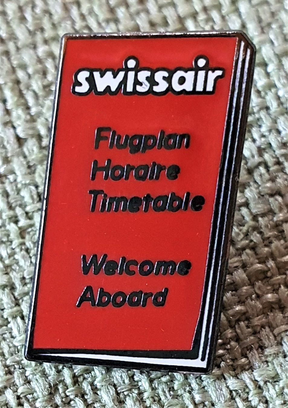 Placchette & Badge: F500 - Pin Swissair Flugplan Timetable – Usato da Reinach BL venduto da Boston-Verkauf