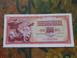 YOUGOSLAVIE  (B)  100  Dinara  Billet