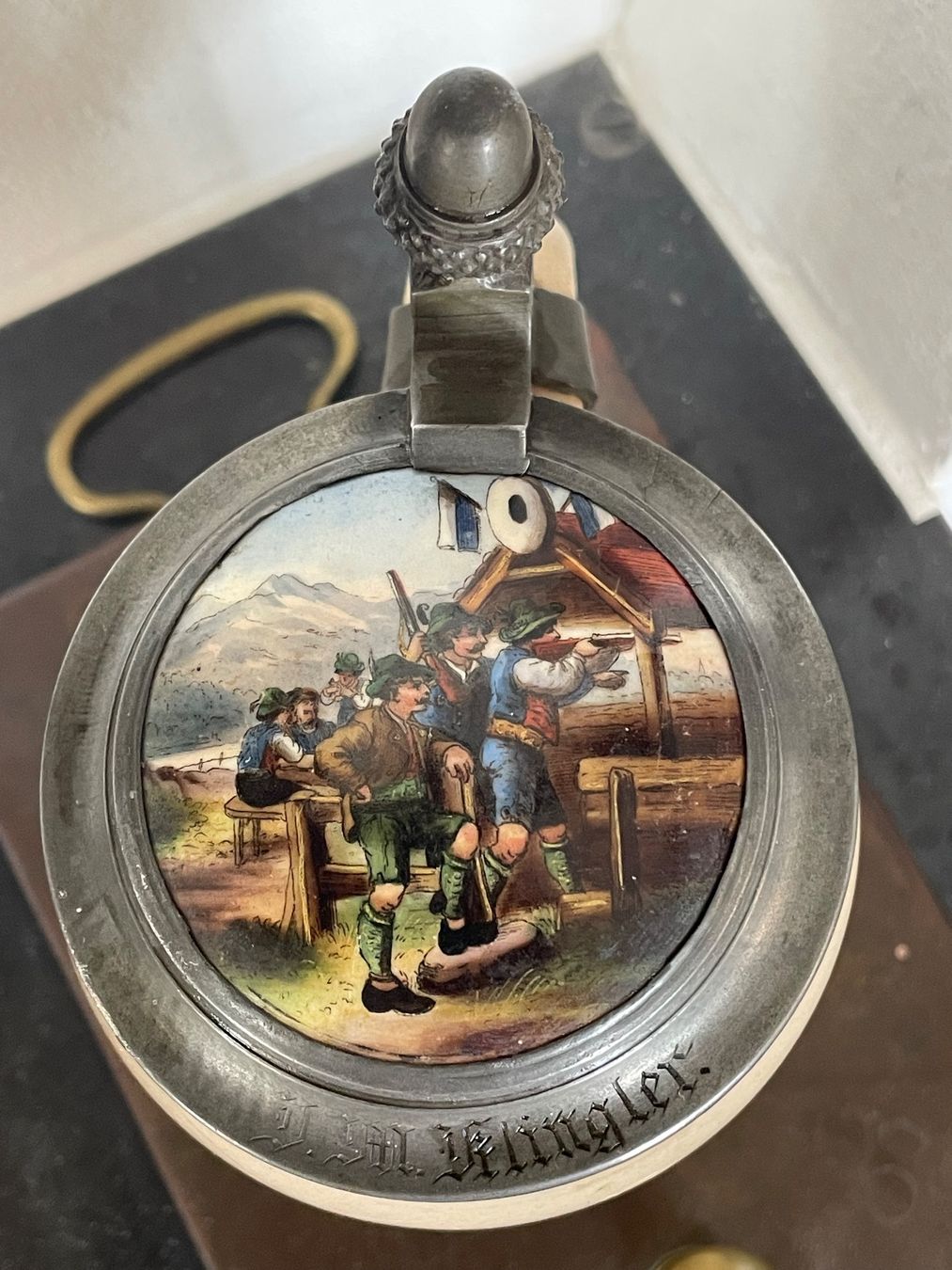 Bicchieri: Antiker Steinzeug Bierkrug mit Zinndeckel – Usato da Sirnach venduto da Motorbiene007 3
