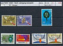 1973 UNO - Genf, Jahrgang komplett, ET - Stempel