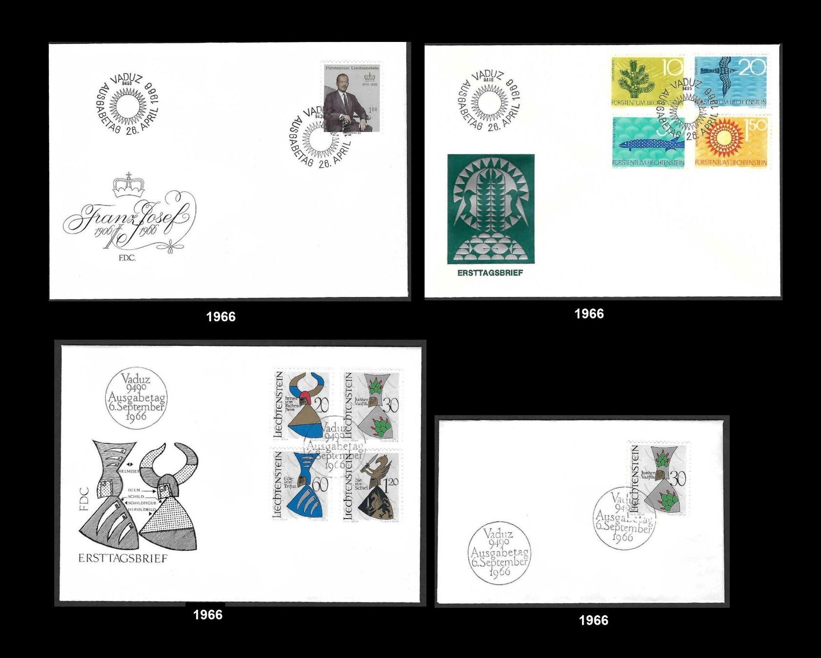 Tutti i francobolli: Liechtenstein 1966 – 1982, 27 Briefe/Karten – Usato da Baar venduto da W47 1