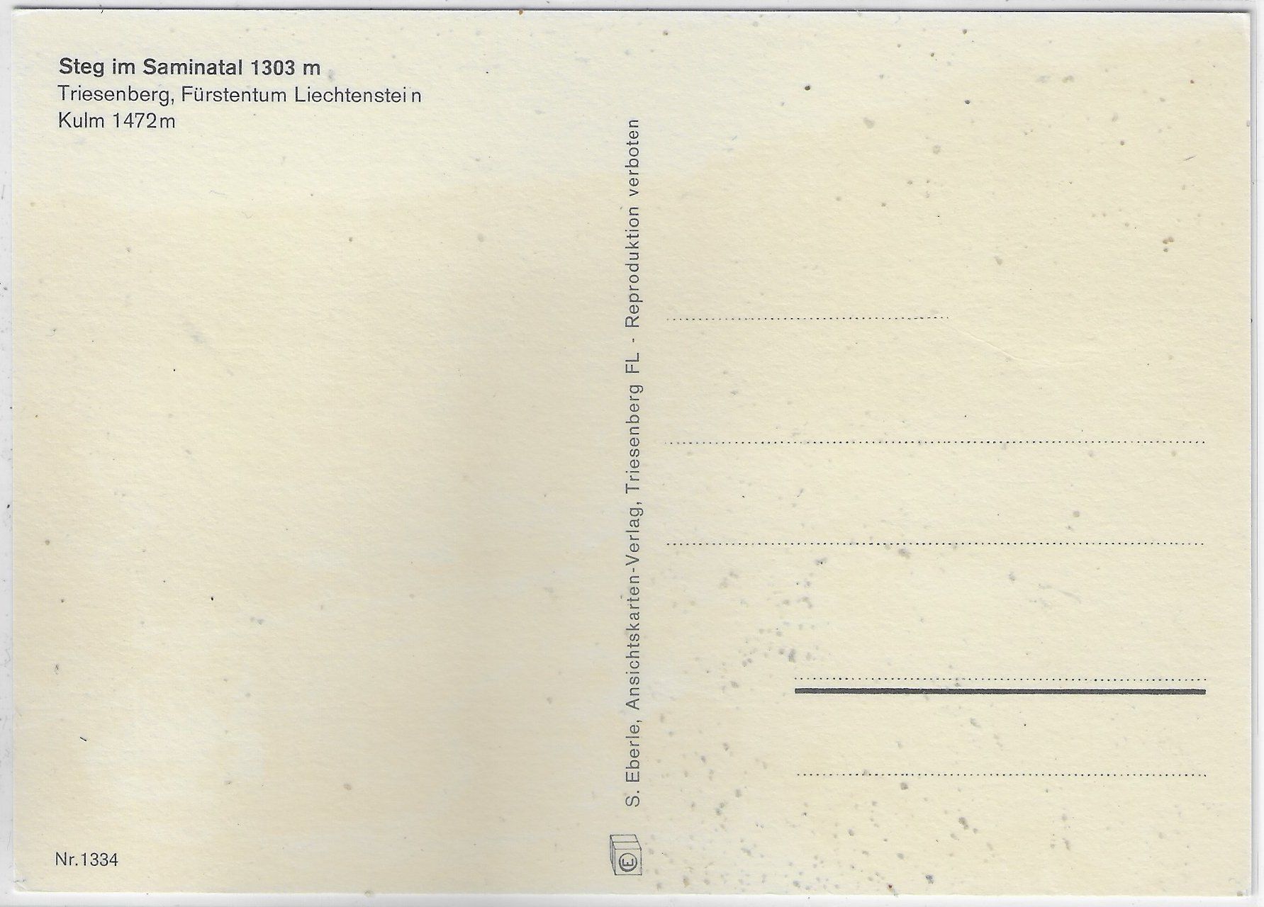 Cartes postales: Steg im Saminatal FL – D'occasion à Ettingen par Kartenplanet 1