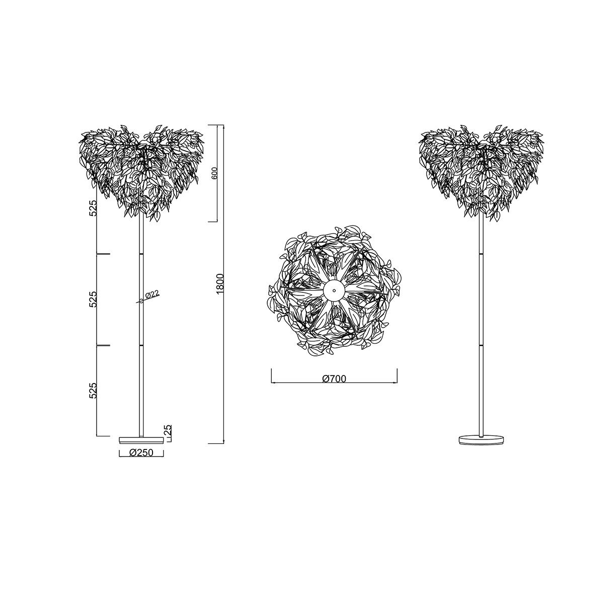 Lampade: Stehleuchte, Blatt-Design, 180 cm Höhe – Nuovo (secondo la descrizione) da Kreuzlingen venduto da Smart-Light 5