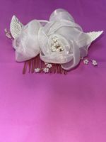 Peigne pour cheveux  fleurs blanc perles neuf