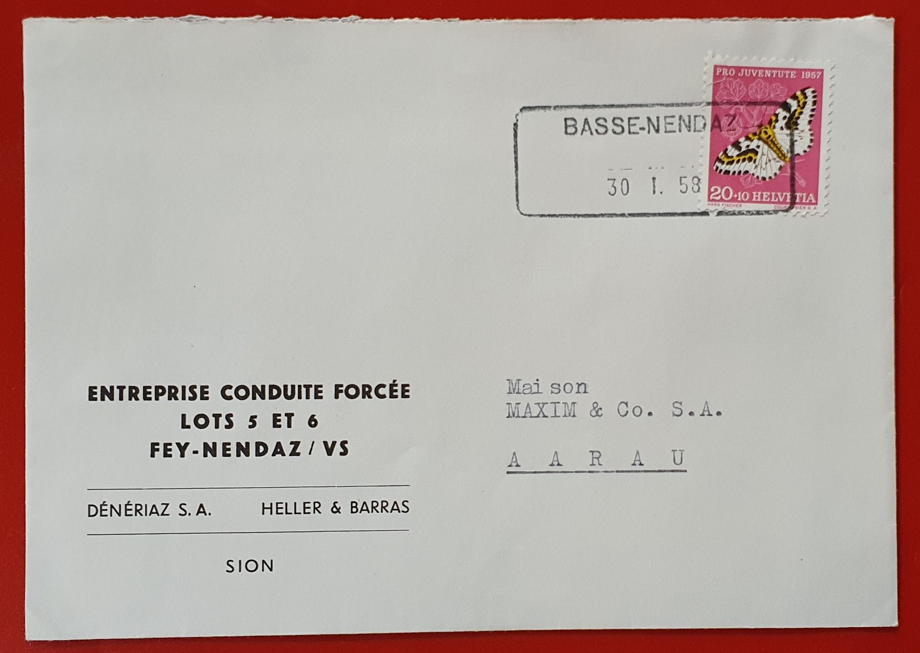 Tutti i francobolli: Aushilfsstempel  BASSE-NENDAZ 1958 – Usato da Kreuzlingen venduto da Rschweiz1