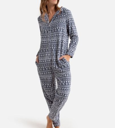 Fleece-Pyjama mit Weihnachtsmotiv, jumpsuit, Gr. 46-48