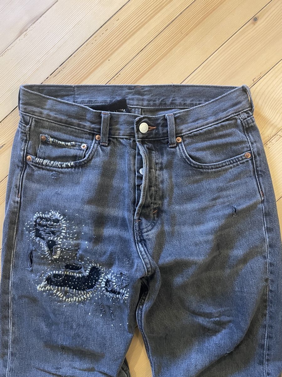 Weekday Jeans: Sashiko repaired Weekday bootcut Jeans vintage distressed – Gebraucht aus Eglisau von lia_c7ny 1