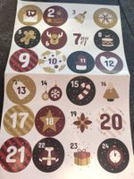 1 Bogen Sticker Adventszahlen Zahlen 1-24 Neu dunkel