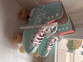 Rollschuhe Rio Roller türkis pink gebraucht guter Zustand