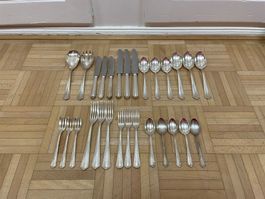 Art Deco Besteck Service Bruckmann versilbert Essbesteck