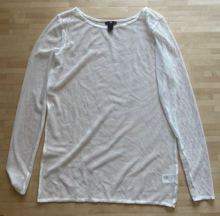 Netz Langarmshirt H&M  weiss transparent Gr. L guter Zustand