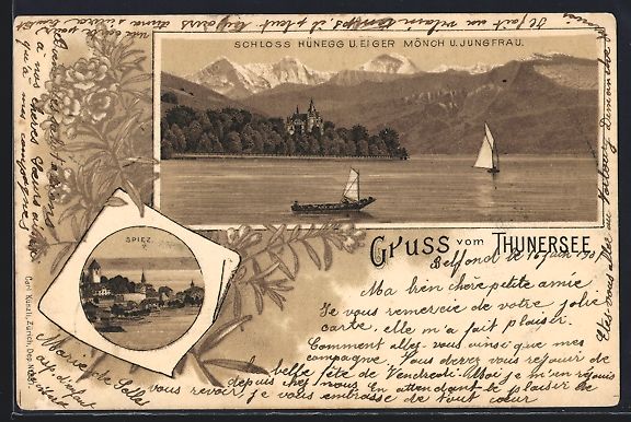 Cartoline postali: Litho Spiez /Thunersee, Teilansicht, Sch – Usato da Berlin venduto da bartko-reher