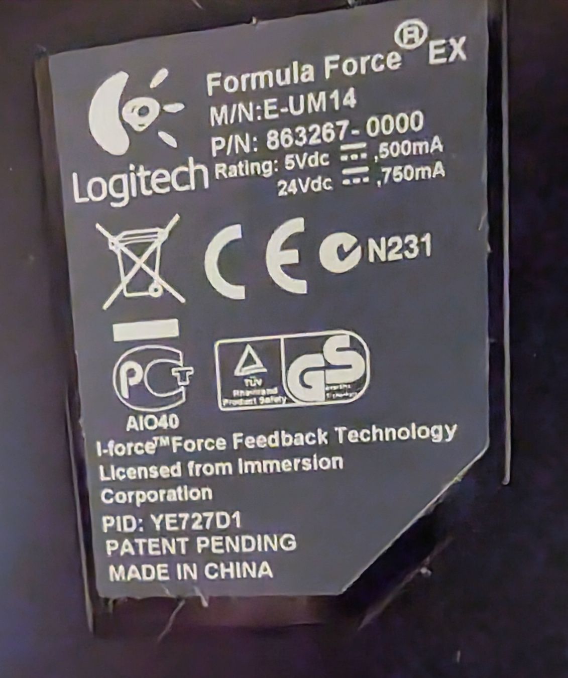 Console: Logitech Formula Force EX Lenkrad, Pedale, PC, USB – Usato da Langnau i. E. venduto da blu_7xhw 2