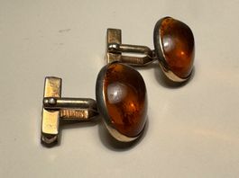 Manschettenknöpfe Bernstein Antik Vintage 50er 60er Schmuck