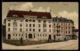 AK St. Gallen, Volksbad mit Grünanlage