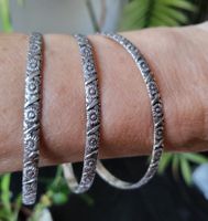 3 bracelets en argent 925, massif, diamètre 64 mm.