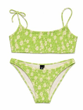 Green Floral Triangl Bikini S