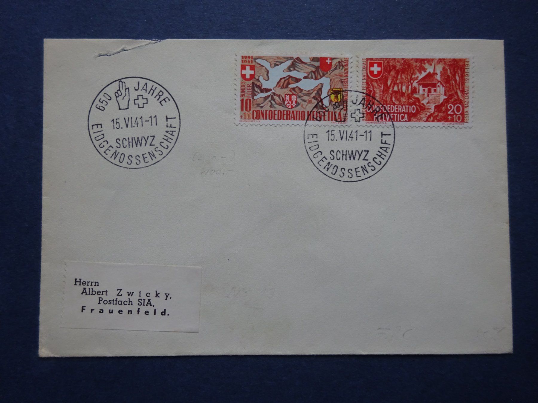 Tutti i francobolli: 1941 Pro Patria FDC – Usato da Appenzell-Steinegg venduto da adi1975