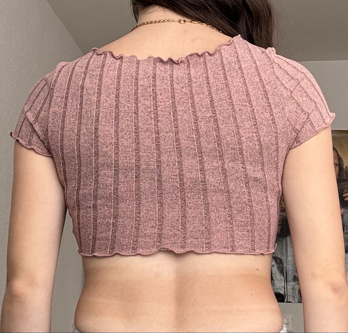 Top: Crop Top gerippt rosa weich – Usato da Landquart venduto da Happyhippo42 1