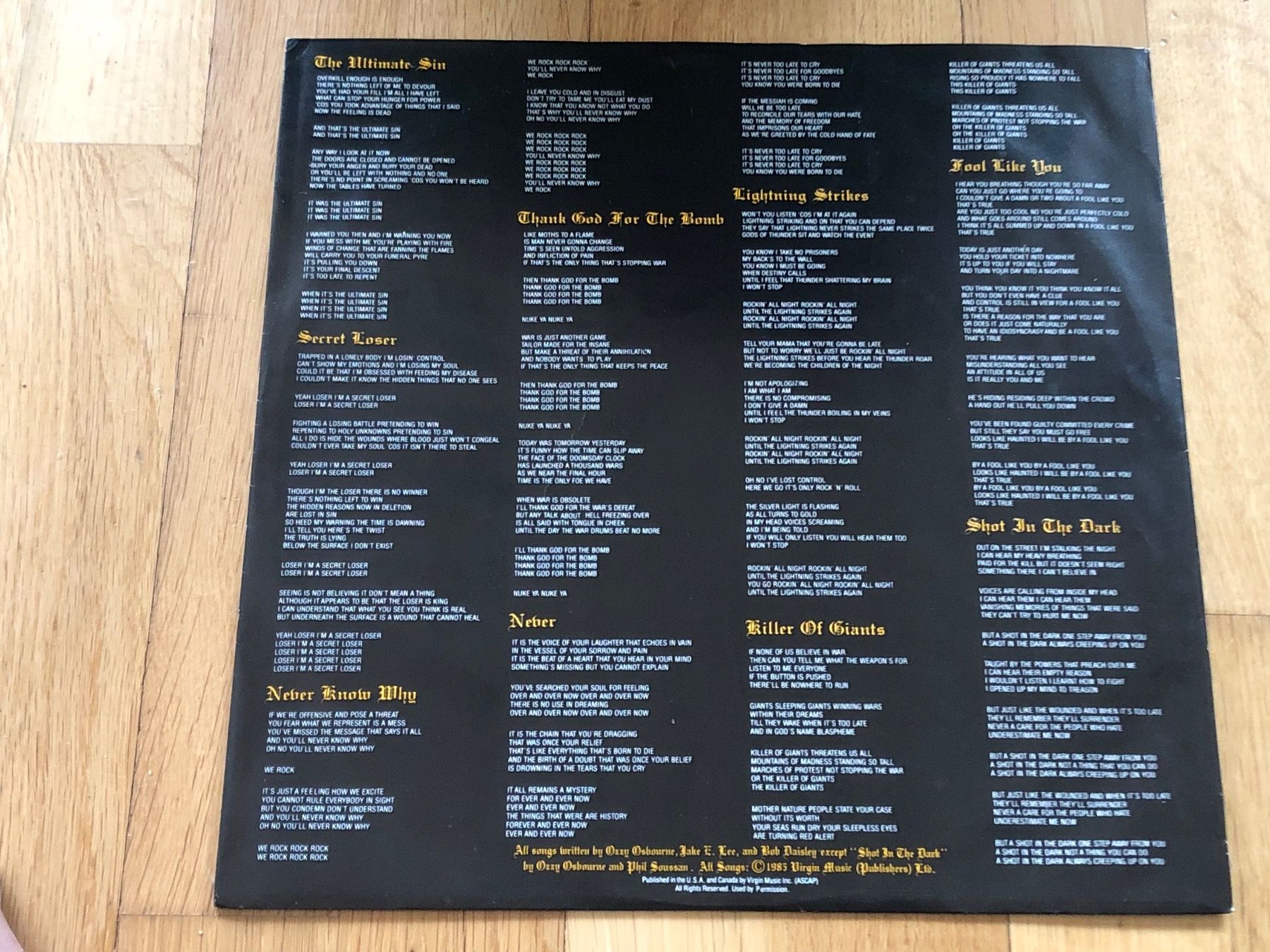 Dischi in vinile: Ozzy Osbourne. 1986. The Ultimate Sin – Usato da Faulensee venduto da Mizuno06 5