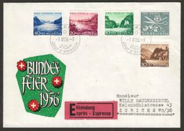 Pro Patria  Serie 1956 auf illustriertem  FDC (P2) KP 150.--