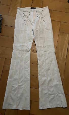 Vintage Boho Morgan Lace Up Hose wide leg/ schlaghose weiss