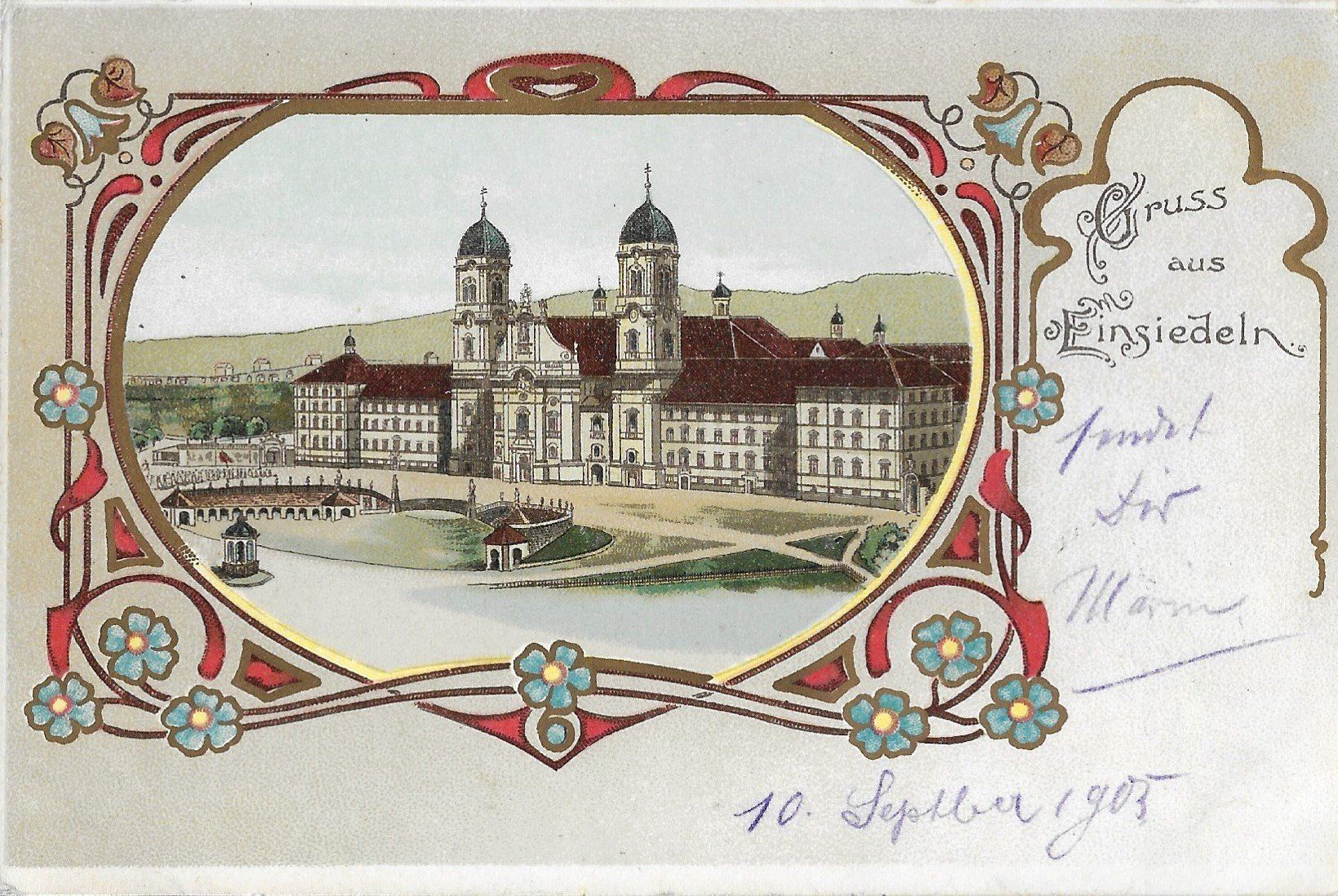 Ansichtskarten: Karte Kloster Einsiedeln 1905 – Gebraucht aus Zürich von