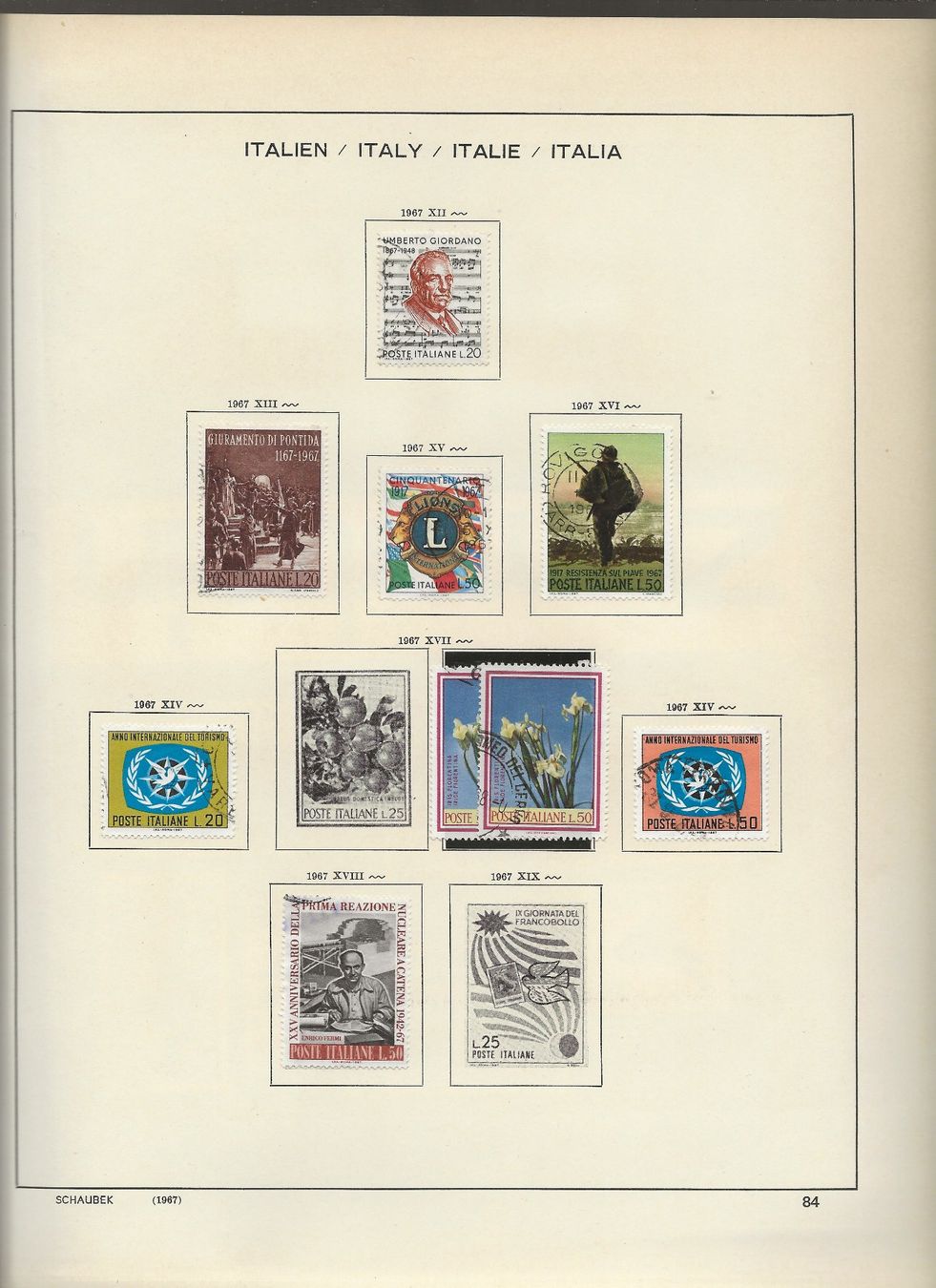 Alle Briefmarken: Marken Italien 1965 bis 1968 – Gebraucht aus Au ZH von xelagreb01 6