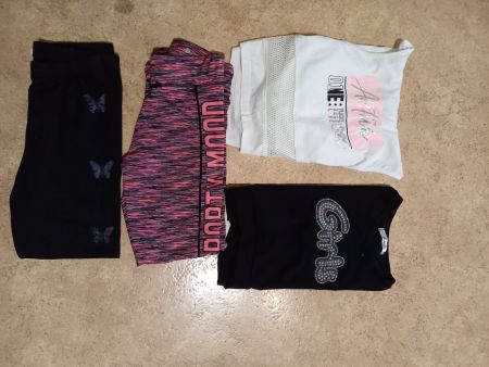 Mädchen Kleiderpaket, 2x Leggings, 2x T-Shirts, Gr 134/140