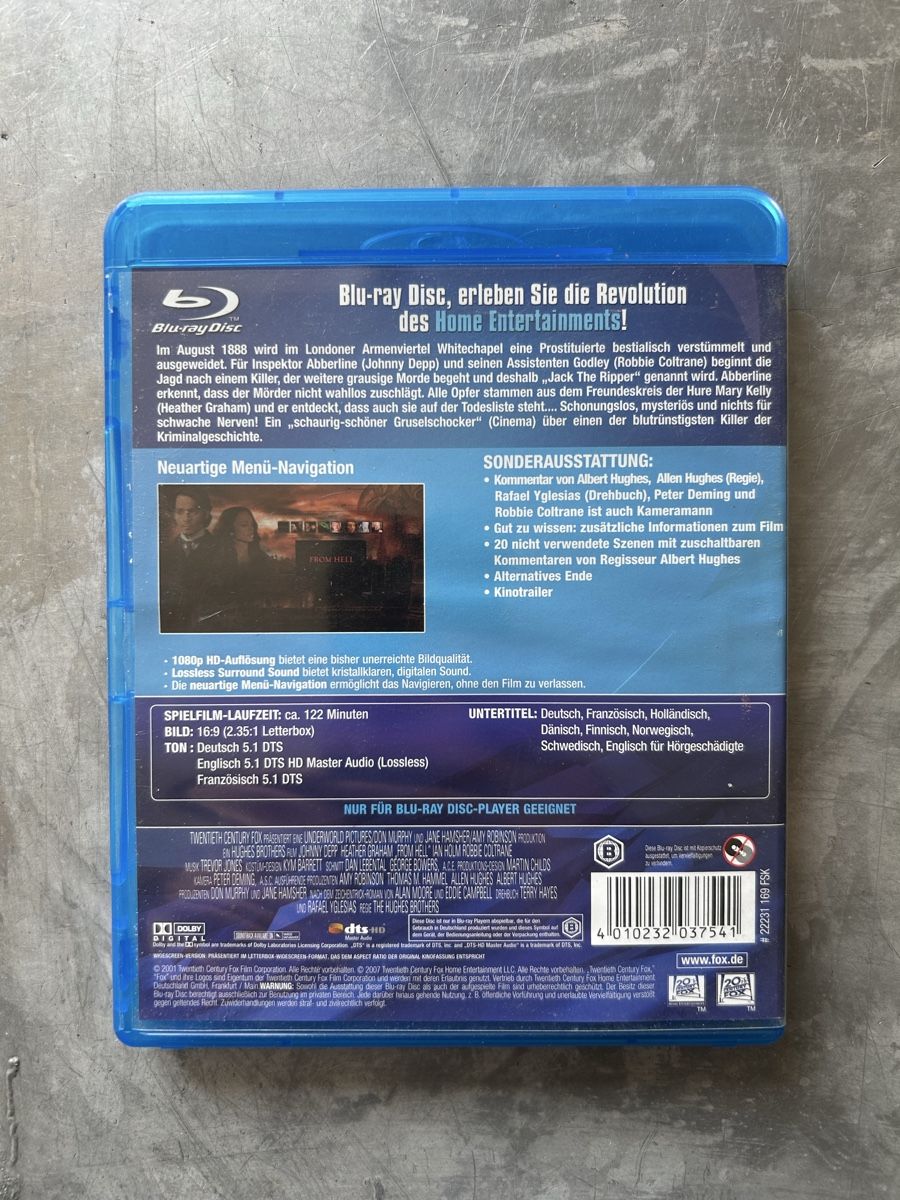 Alle DVDs: From Hell - Bluray - J. Depp, Thriller, Mystery [2001] – Gebraucht aus Winterthur von lenolson 1